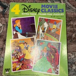 Vintage Whitman Disney Cinderella Snow White Dumbo Movie Frame Tray Puzzles